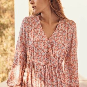 Christy Dawn The Willa Floral Midi Long-Sleeve Dress